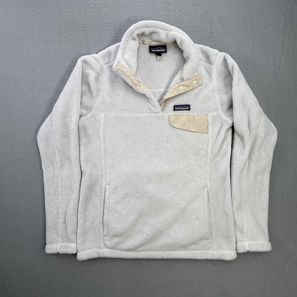 Patagonia Re-Tool Snap-T Fleece Pullover Size Small White Cream Pocket Gorpcore
